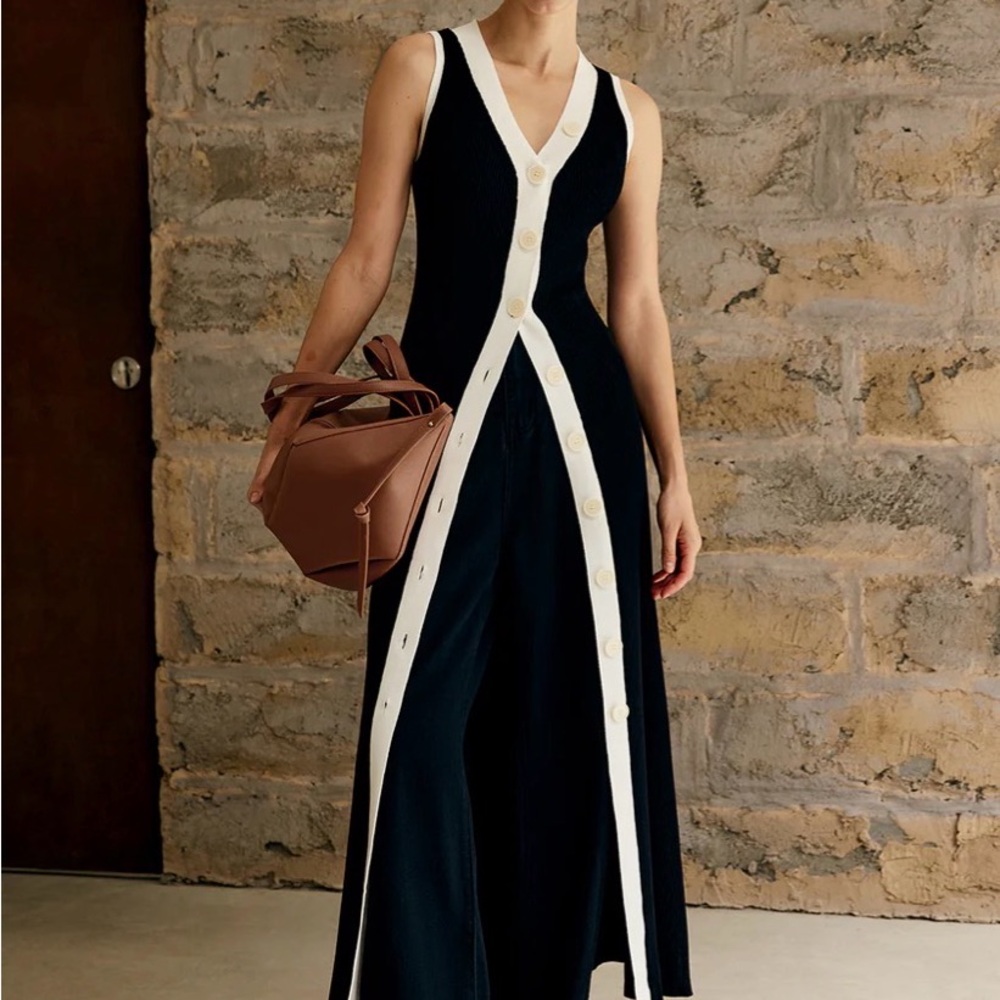 Commense Black and White Maxi Dress